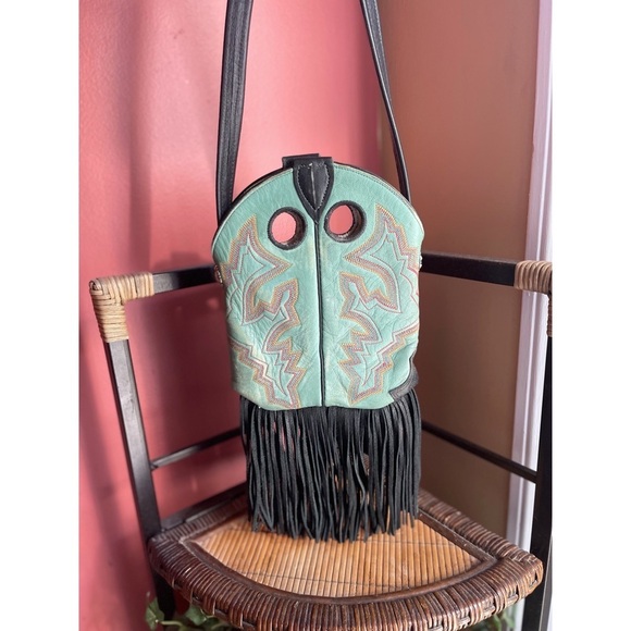 VINTAGE cowboy boot fringe shoulder bag - Picture 4 of 5